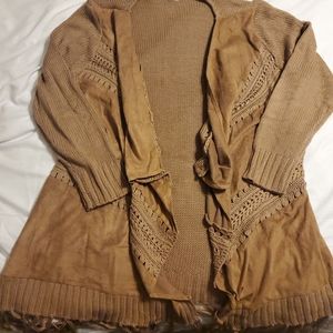 Fringed, cardigan sweater, suede in front